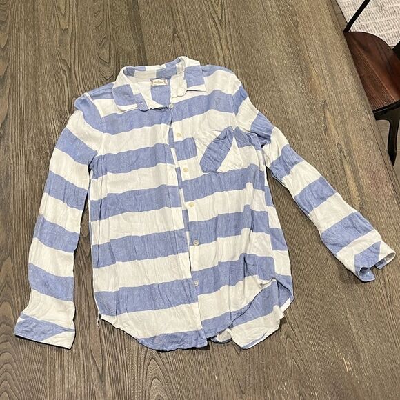 Altar'd State Women's Blue Striped Long Sleeve Button-Down Shirt Size S - Picture 1 of 4
